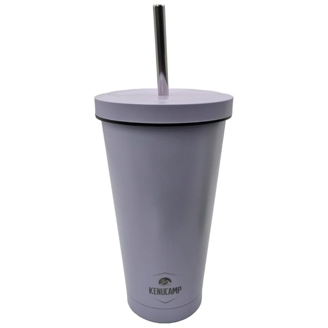 Kenucamp Термокружка Kenucamp® Premium Edelstahl Термокружка 500ml mit Strohhalm & Deckel, Doppelwandiger Isolierbecher für Heiß- & Kaltgetränke, Auslaufsicher