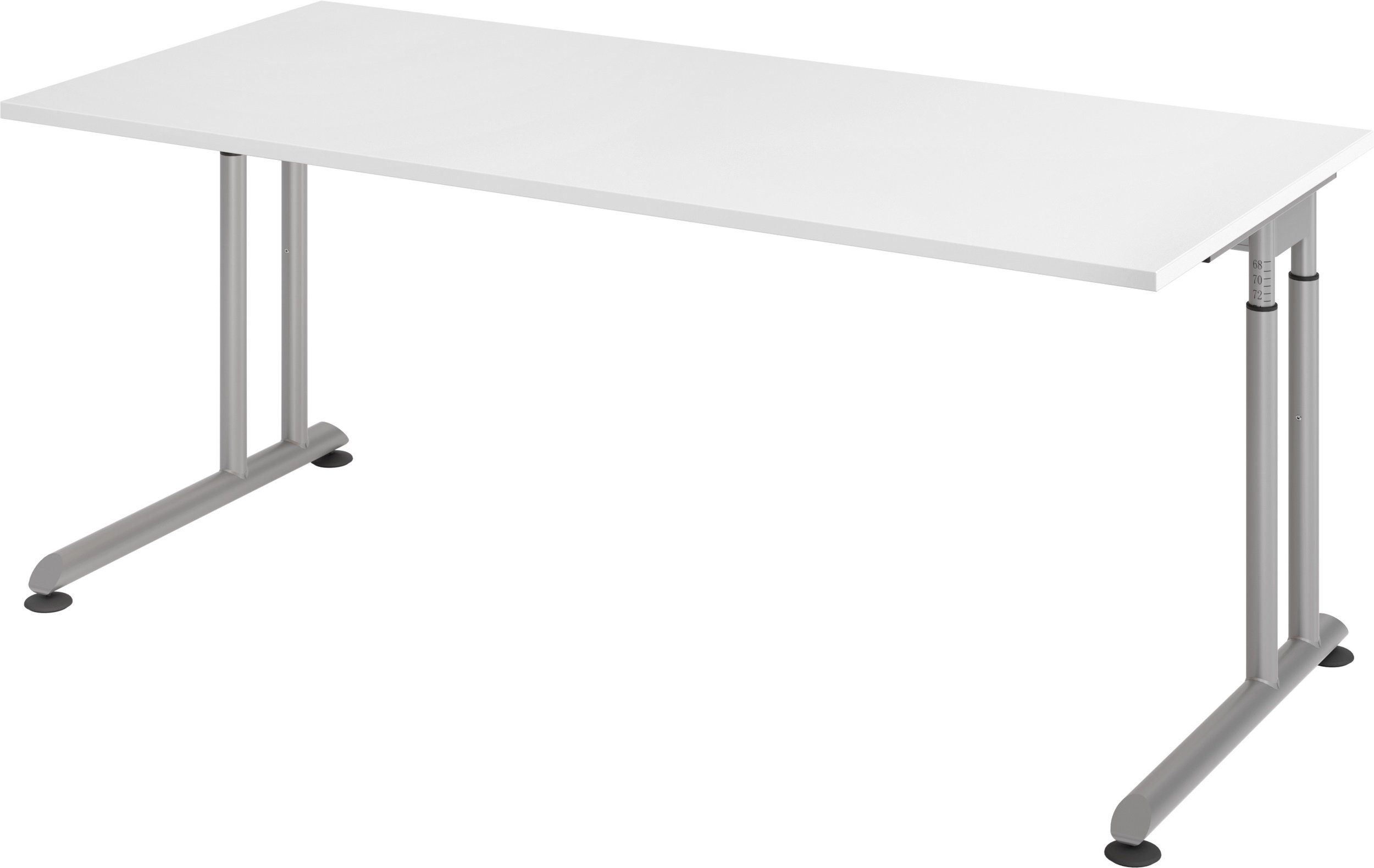 bümö Schreibtisch Schreibtisch Serie-Z, Rechteck: 180 x 80 cm - Dekor: Weiß - Gestell: Silber