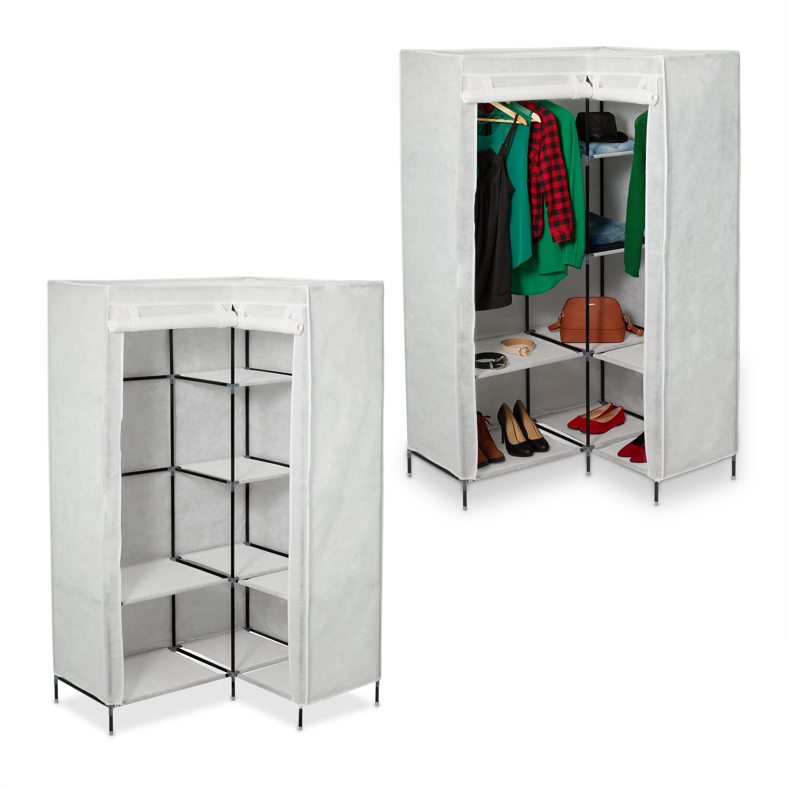 relaxdays Stoffschrank 2 x Eckkleiderschrank Stoff günstig online kaufen