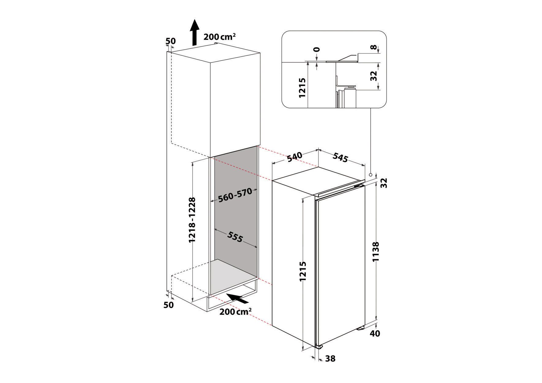 Privileg Einbaukühlschrank PRCI 12GF2, 121,5 cm hoch, 54 cm breit, 156 Liter - komfortabel kühlen auf kleinstem Raum – Bild 2 von 2