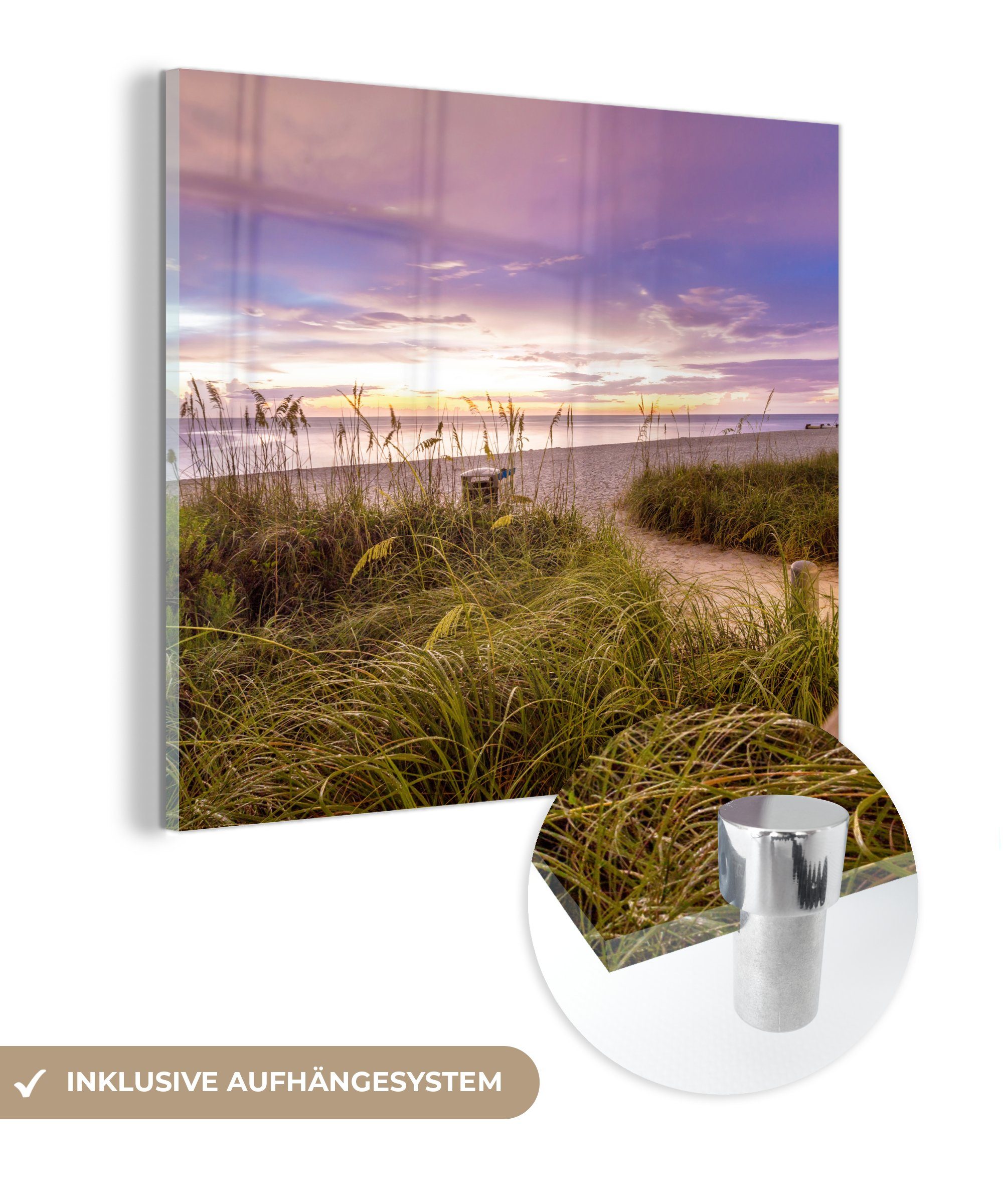 MuchoWow Acrylglasbild Strand - Farben - auf Wandbild St), Glas Glas Glasbilder - - Bilder Amerika, - (1 Wanddekoration Foto auf