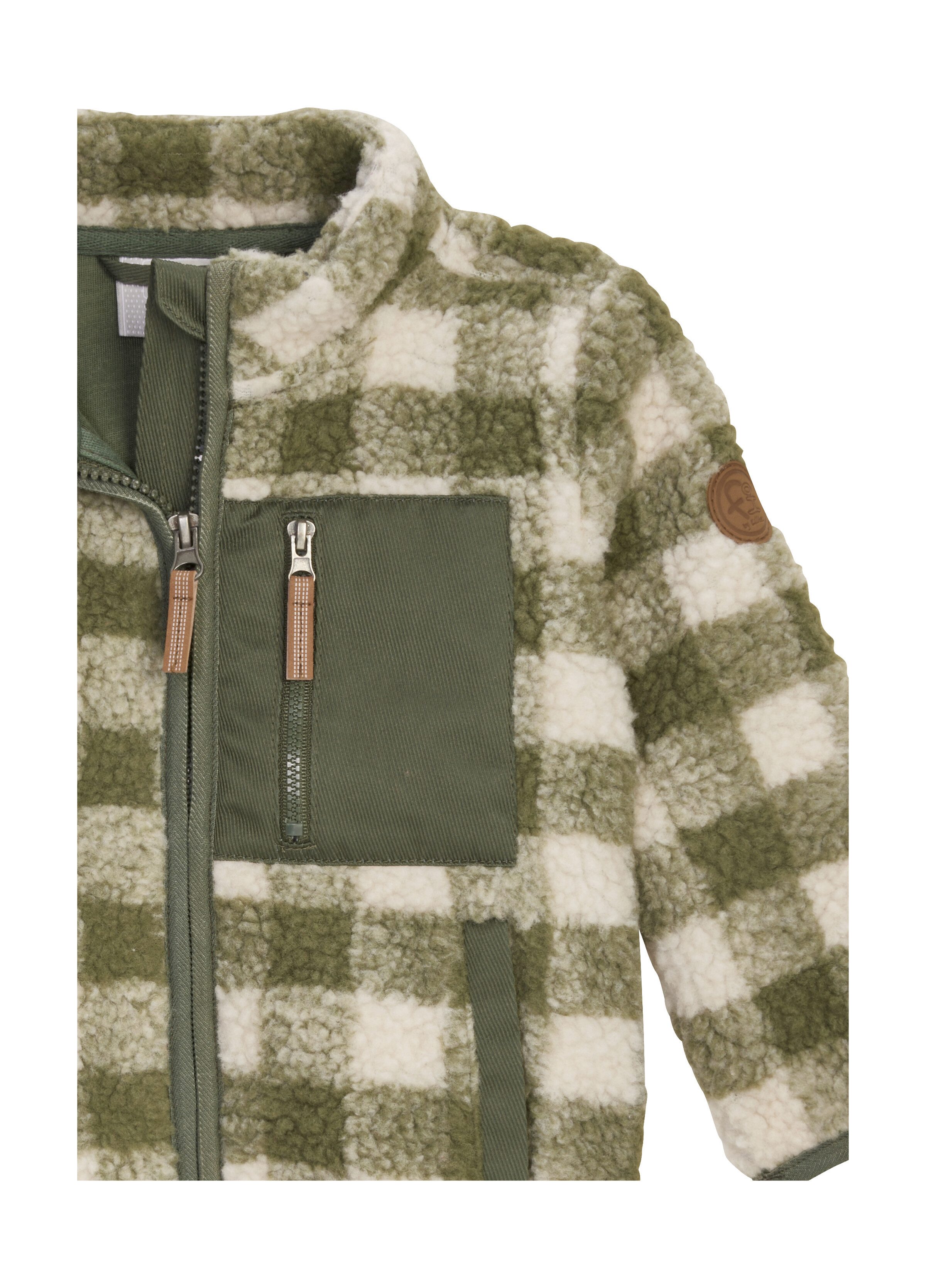 first instinct by killtec Fleecejacke FIOW 50 MNS FLC JCKT Sherpa Fleecejacke mit Karomuster, Kinnschutz und Namensetikett
