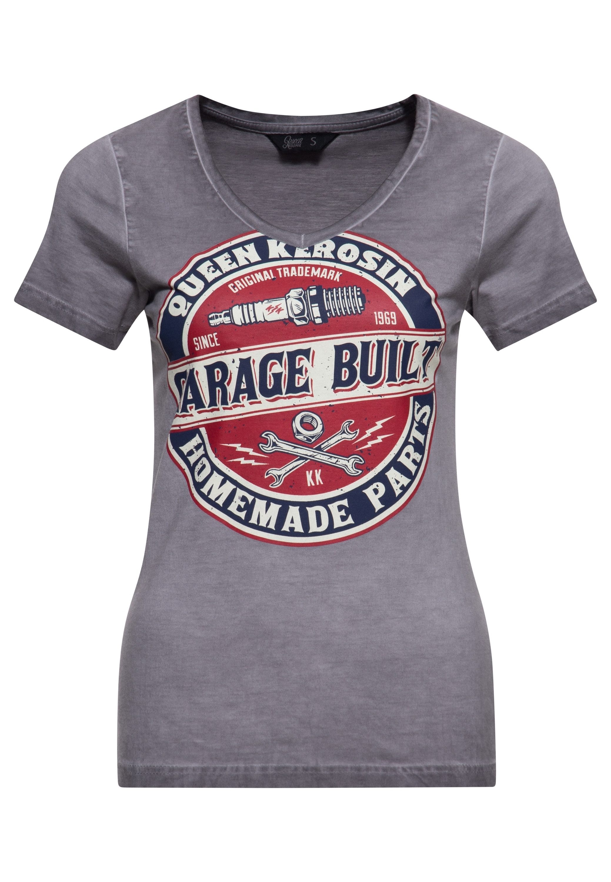 QueenKerosin Print-Shirt Garage Built (1-tlg) mit auffälliger Frontprint günstig online kaufen