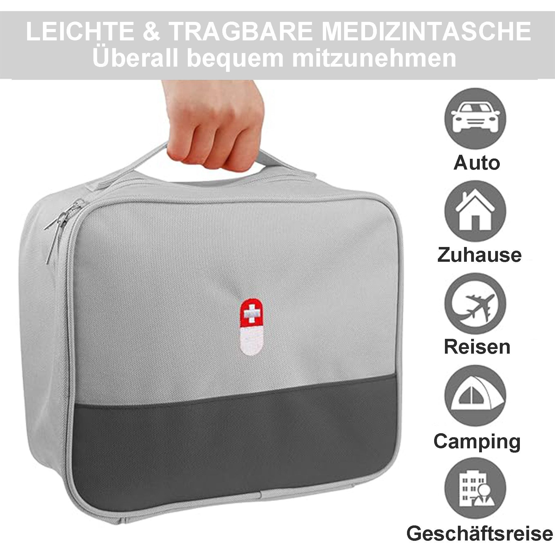 Mutig Arzttasche 2er Medikamententasche,Große & Klein Medikamententasche Reise (tragbare Medizintaschen,Große Kapazität, Wasserdicht,Tragbar Medizin, feuchtigkeitsbeständig Medizin Aufbewahrungstasche,tragbar), Reiseapotheke Tasche für Schule,Reisen, Camping und Wandern-mehrfarbig