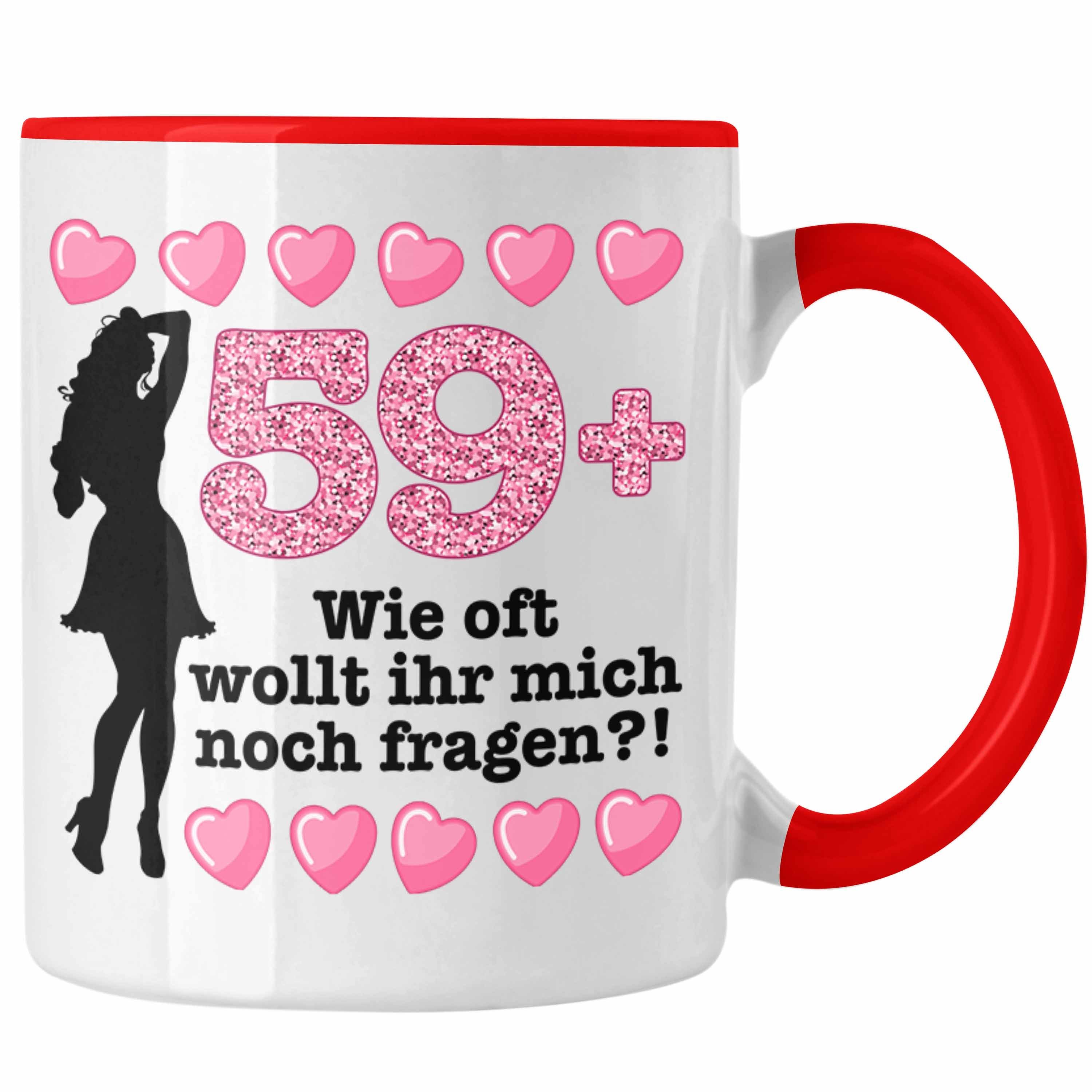 Trendation Tasse Trendation - 60. Geburtstag Frauen Tasse Geschenk Geschenkidee 60er Geburtstag Spruch Perfektion Mama Mutter Lustiger Spruch Witzig 59+ Rot