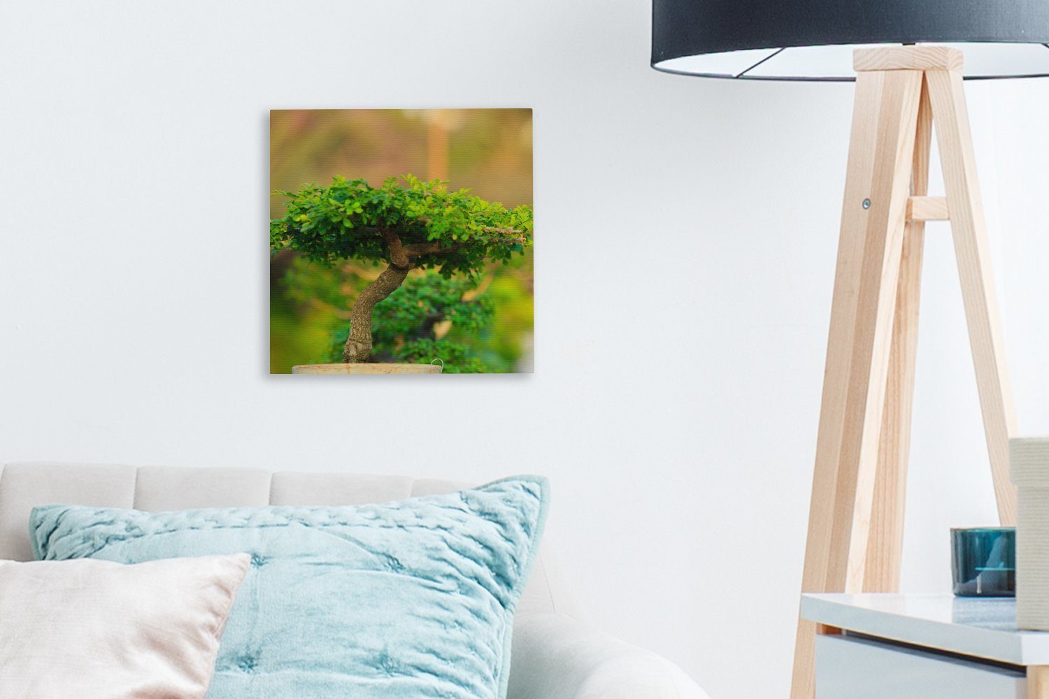 Reihe, Bonsai-Bäume Wohnzimmer Schlafzimmer (1 in Leinwandbild Bilder Leinwand OneMillionCanvasses® für einer St),