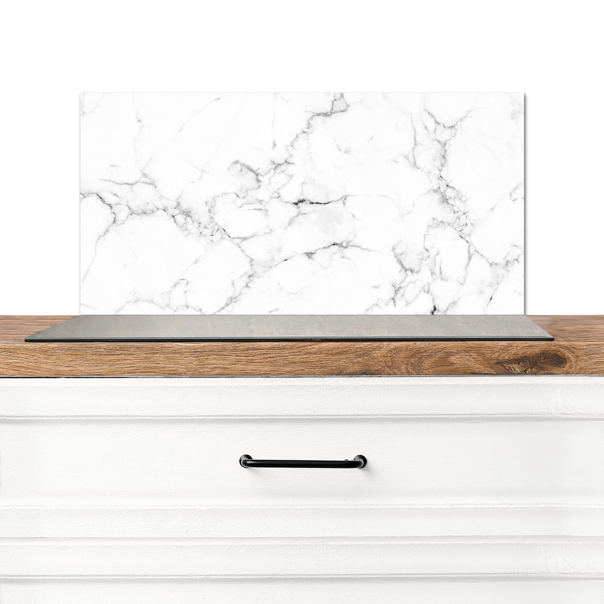 KitchenYeah Küchenrückwand Marmor - Weiß - Grau - Luxus - Marmoroptik/print - Druck, (1-tlg), Spritzschutz Küchenrückwand, Wandschutz, 60x30 cm