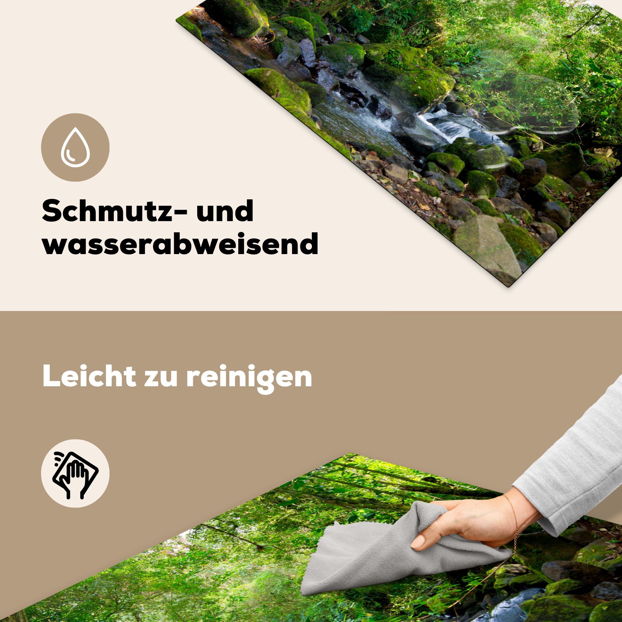 Creek, Schutz Induktionskochfeld MuchoWow Vinyl, 81x52 küche, die Herdblende-/Abdeckplatte für Rainforest (1 Ceranfeldabdeckung cm, tlg),