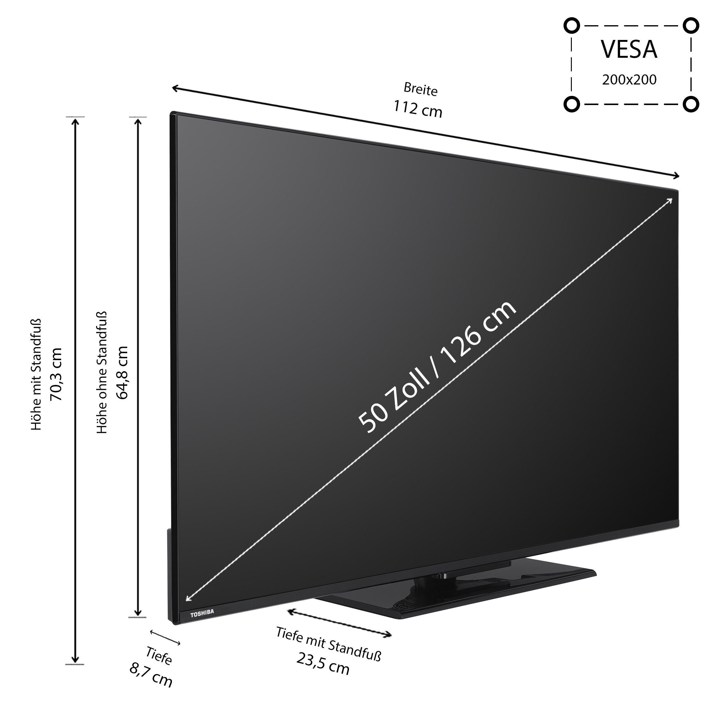 Toshiba 50UV3463DAW LCD-LED Fernseher (126 cm/50 schwarz ! RABATT: 45.15%