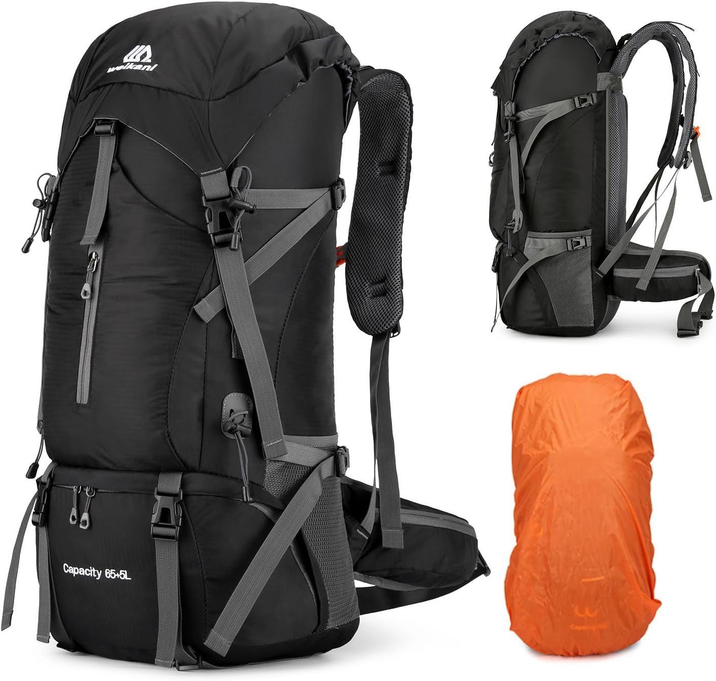 ibettertec Reiserucksack, 70L Trekkingrucksack Reiserucksack Outdoorrucksack mit Hüftgurt (mit Hüftgurt), Separatem Schuhfach, wasserdicht, ultraleicht und reißfest.