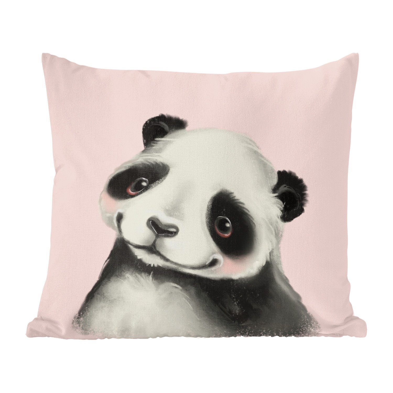 MuchoWow Dekokissen Panda - Kinder - Rosa, Zierkissen mit Füllung für Wohzimmer, Schlafzimmer, Deko, Sofakissen