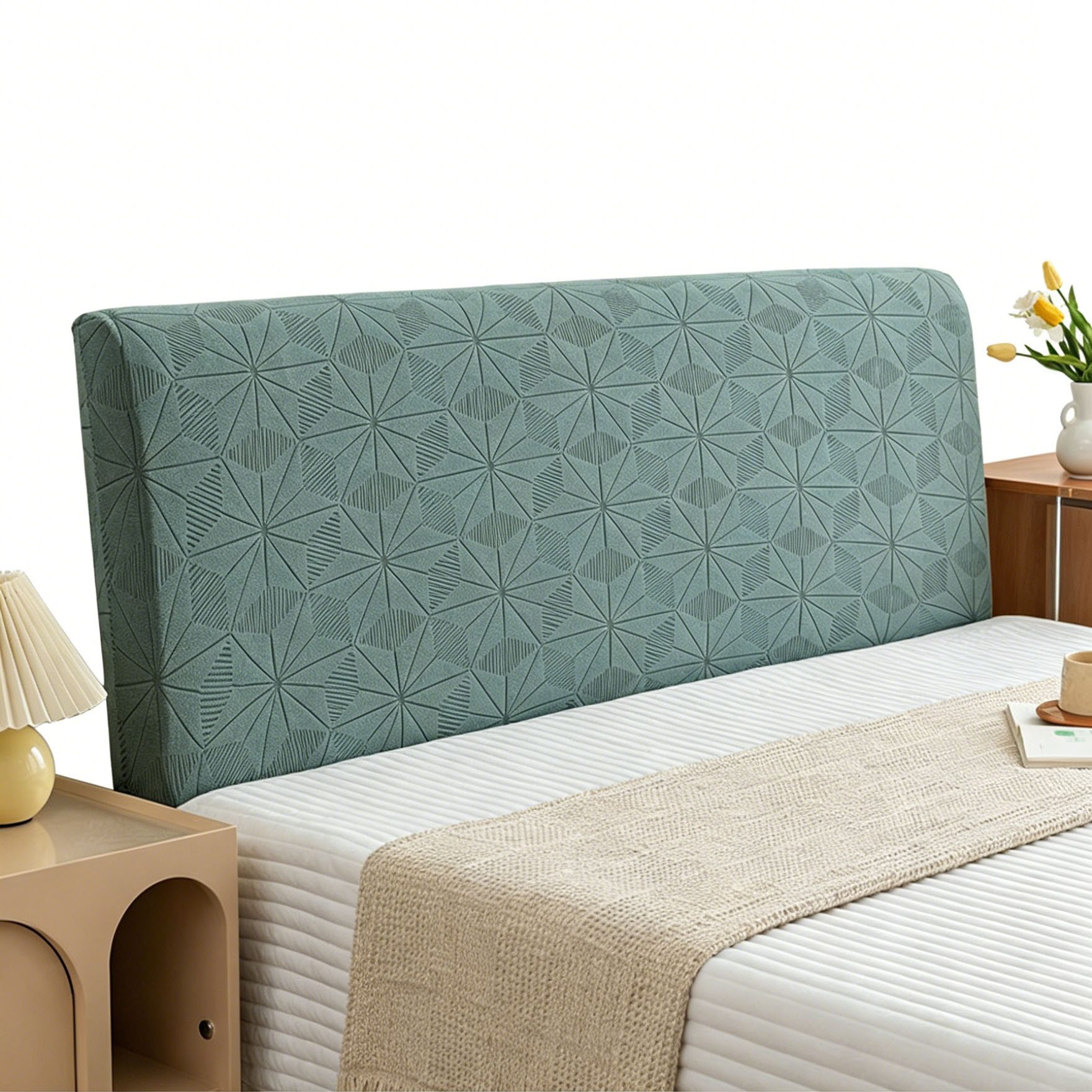 Agger Betthusse Elastische Betthusse für das Kopfteil, staubdichter Kopfteilbezug, Kopfteilbezug aus Jacquard-Samt, dekoratives Schlafzimmer-Accessoire