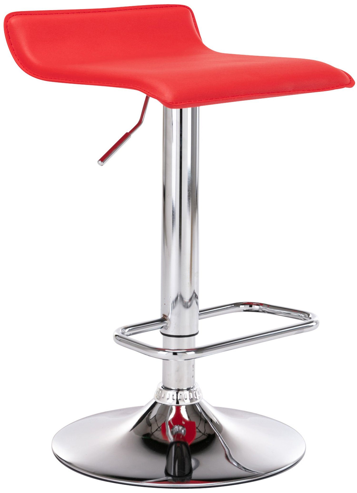Fußstütze drehbar Küche), Theke Stahl & - Barhocker Barstuhl für chromfarbener Kunstleder - - Hocker - TPFLiving (mit Sitzfläche: 360° Rot höhenverstellbar Dynasty