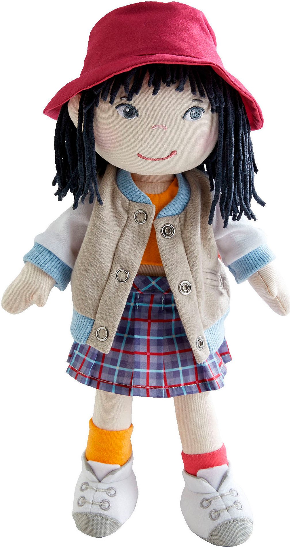 Haba Stoffpuppe Yuki, Mit Top, Sweatjacke und Hut günstig online kaufen