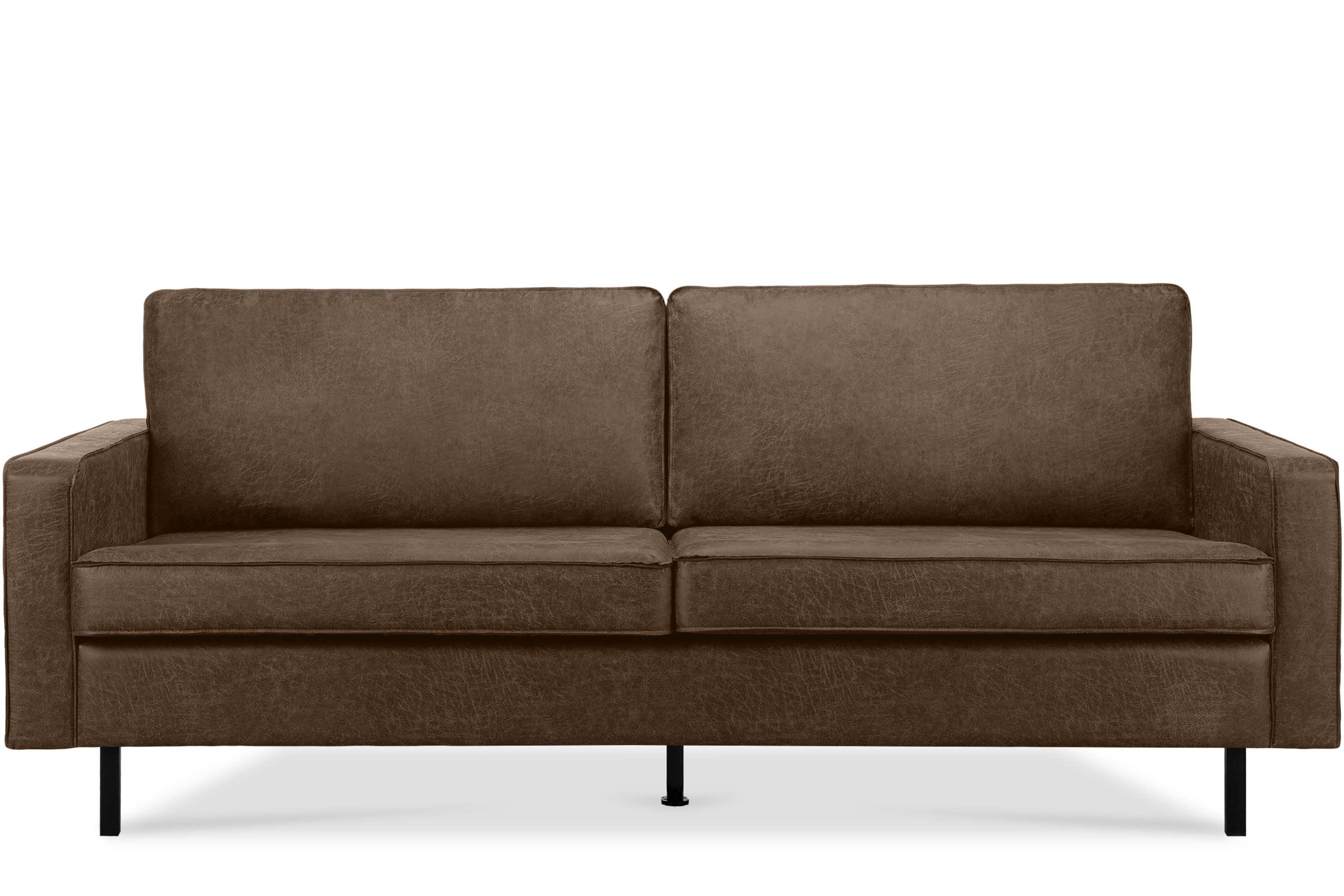 Konsimo 3-Sitzer INVIA Dreisitzer-Sofa, Grundschicht: Echtleder, auf hohen Metallfüßen, Hergestellt in EU dunkelbraun | dunkelbraun | dunkelbraun