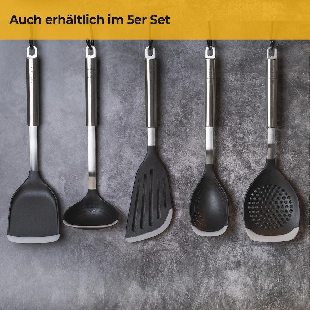 SILBERTHAL Servierlöffel Edelstahl mit Messskala und Silikonlippe