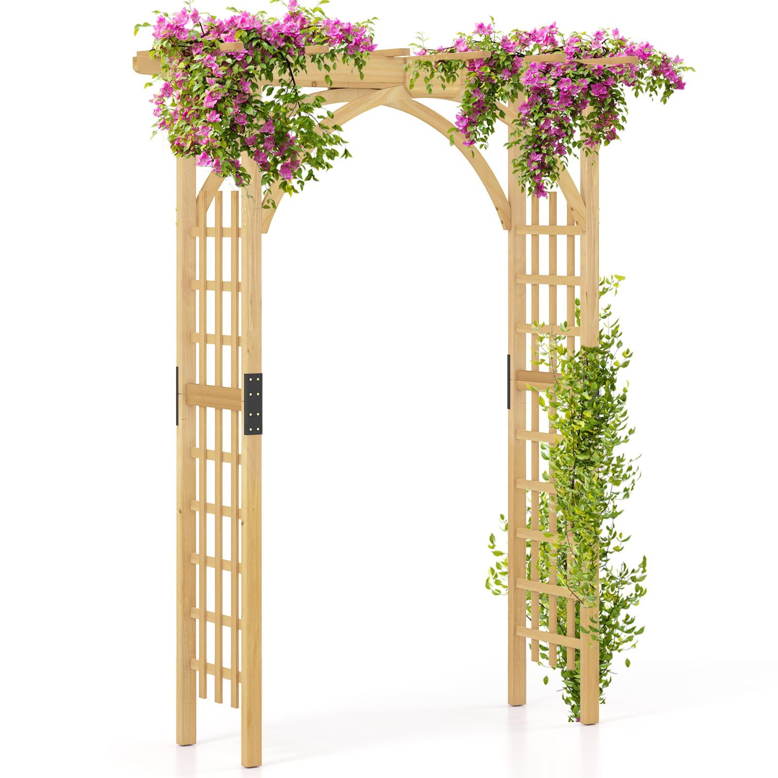 COSTWAY Rosenbogen, Rankhilfe für Kletterpflanzen, Tannenholz, 160x60x213cm