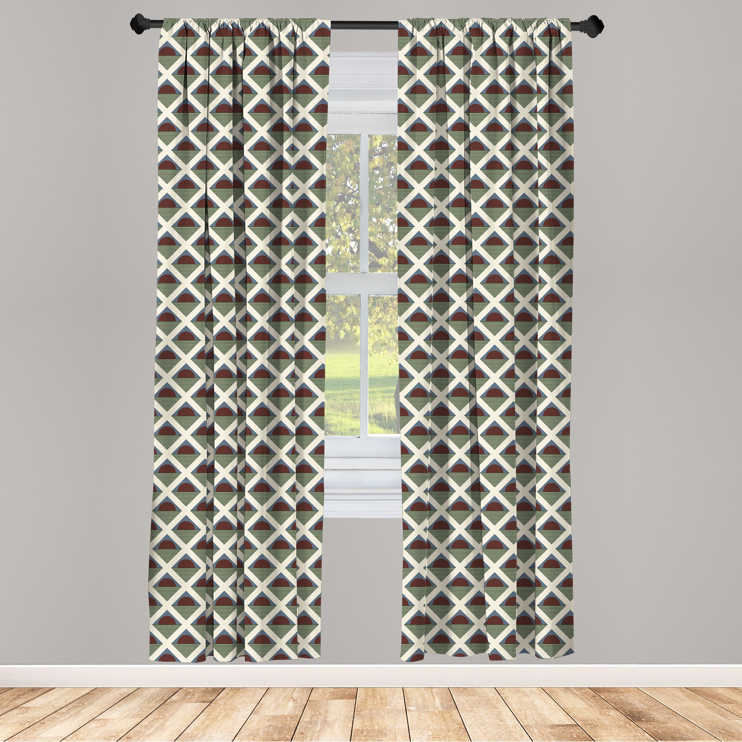 Gardine Vorhang für Wohnzimmer Schlafzimmer Dekor, Abakuhaus, Microfaser, Retro Pop-Art-Halbkreis