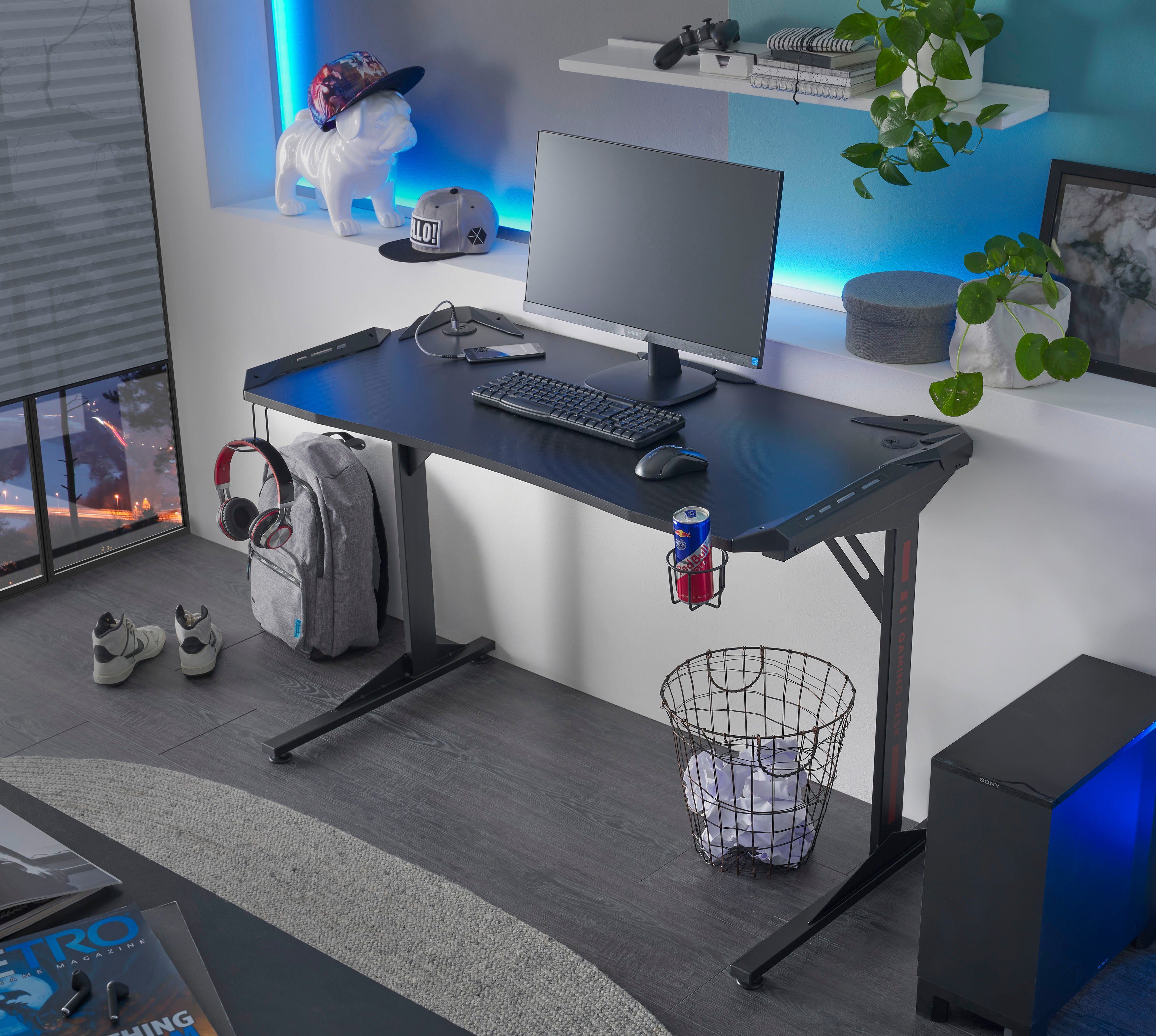 inkl. inkl. Schwarz USB Gamingtisch Farbwechselbeleuchtung BEGA Station BC3110, OFFICE RGB-LED