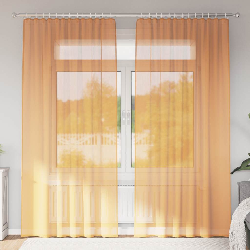 vidaXL Vorhang, Voile Vorhänge mit Schlaufen 2 Stk. Orange 140x225 cm