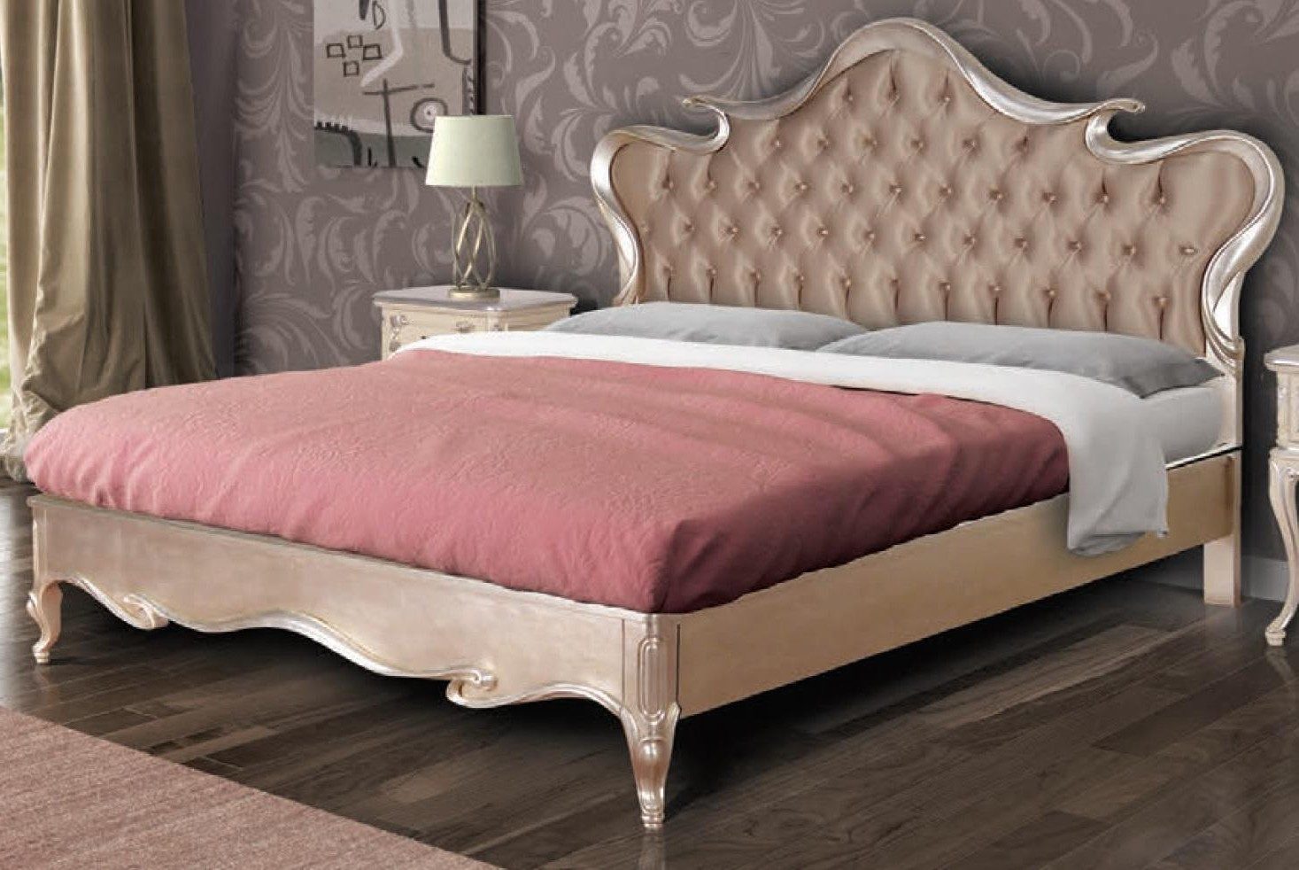 Xlmoebel Polsterbett Luxus Doppelbett im Chesterfield-Stil mit edler Polsterung (Doppelbett, 1-tlg., Bett), Hergestellt in Italy