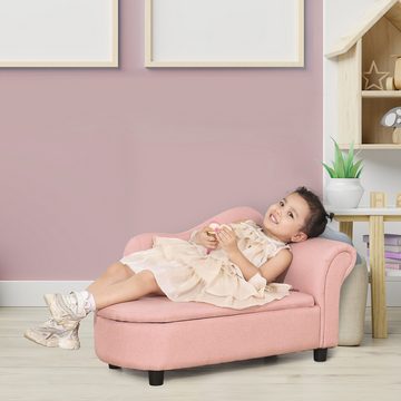 HOMCOM Sessel Chaiselongue für Kinder mit Stauraum (Kindercouch, 1-St., Kindersofa), für Kinder 3-5 Jahre