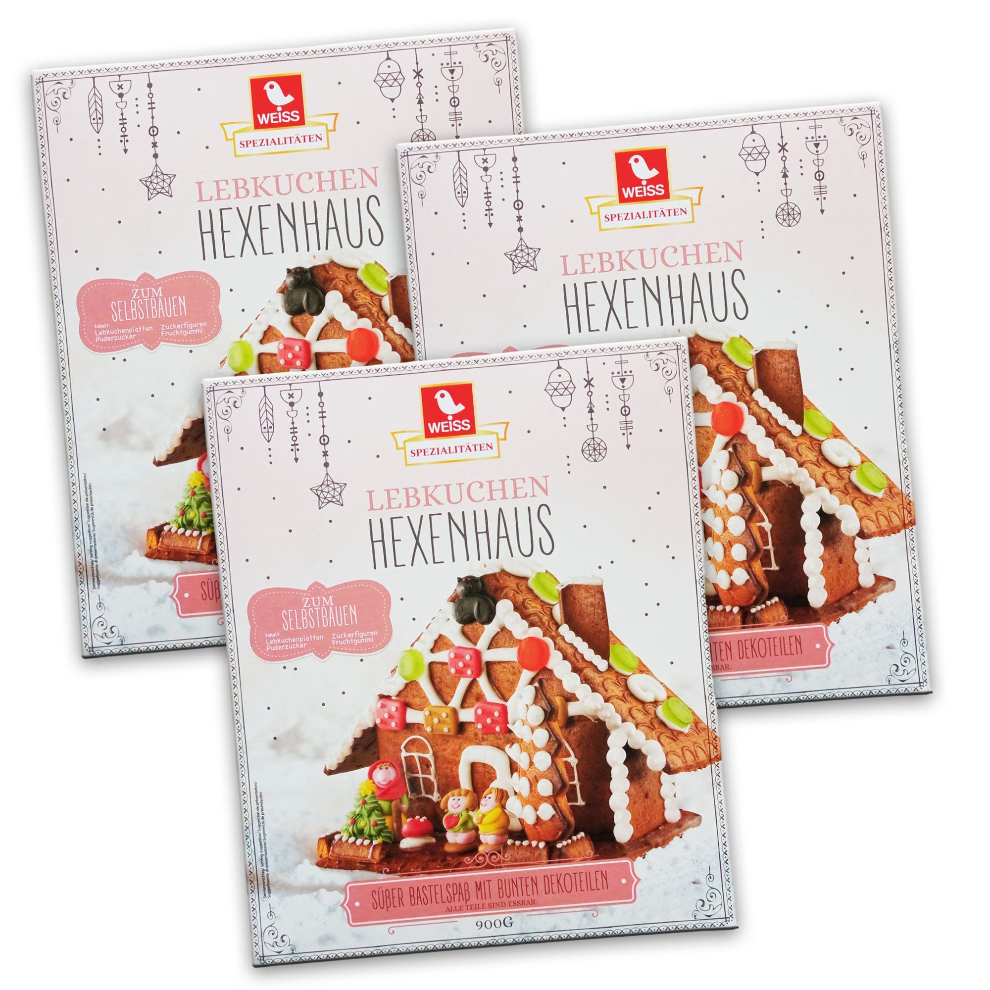 WEISS Weihnachtshaus WEISS Hexenhaus Lebkuchen 3er Set
