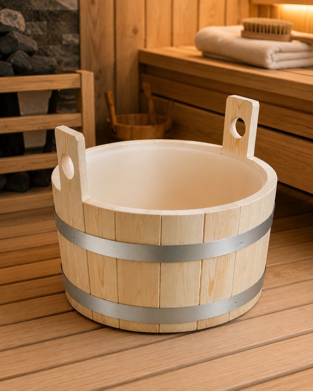 Elsässer GmbH Fußbad Fußwanne aus Nadelholz, 2-in-1: als Fußbad oder Sauna-Aufgusskübel verwendbar