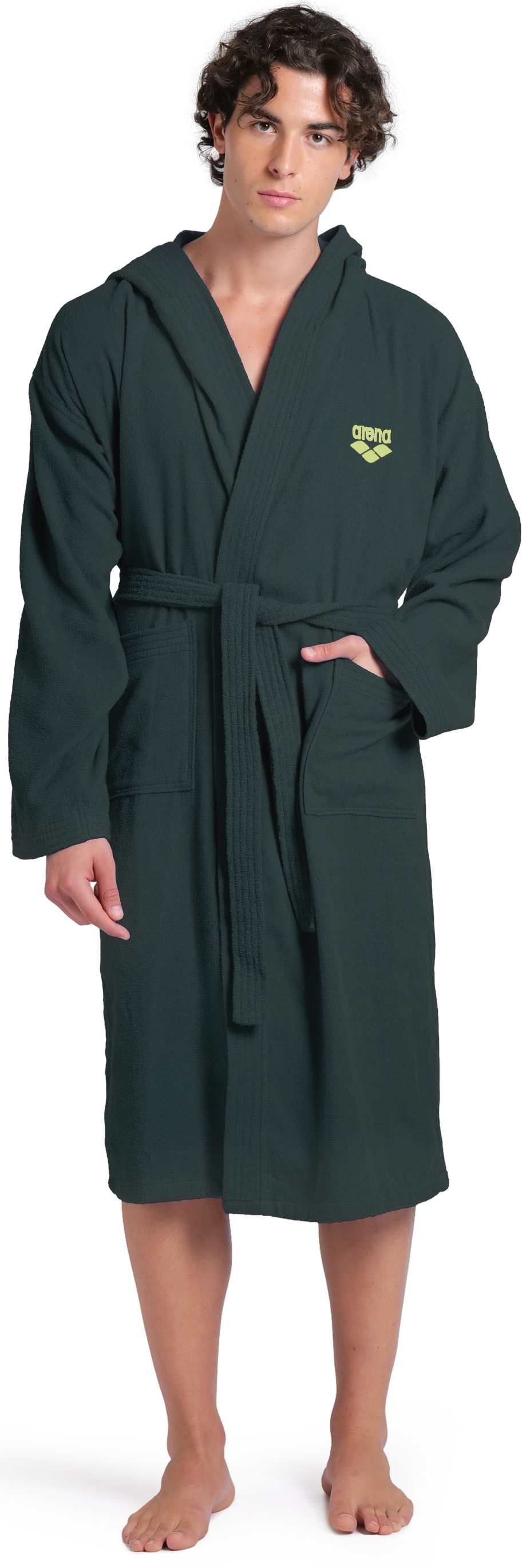 Arena Bademantel arena Unisex Zeppelin Bademantel, Midilänge, Baumwolle, Kapuze, Gürtel, Schwimmbad, Sauna, Baumwolle, Unisex, weich, bequem, Kapuze, leicht – Bild 3 von 5