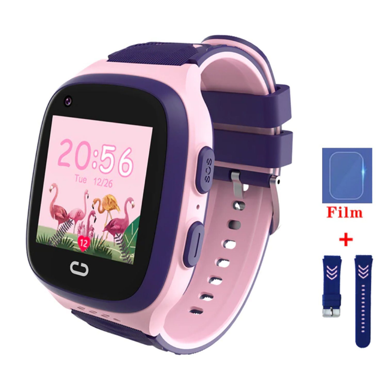 TPFNet SW10 mit Silikon Armband - für Kinder mit SOS und GPS Funktion Smartwatch (Android), Kinder mit Kamera für Videotelefonie, Herzfrequenz, Schrittzähler, Taschenrechner, Schlafüberwachung etc. Rosa