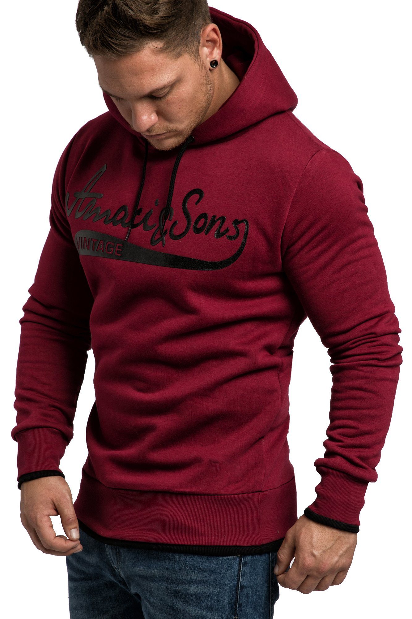 Amaci&Sons Kapuzenpullover MENIFEE Kapuzenpullover Herren Basic Kontrast Sweatjacke Pullover Hoodie Kapuzenpullover