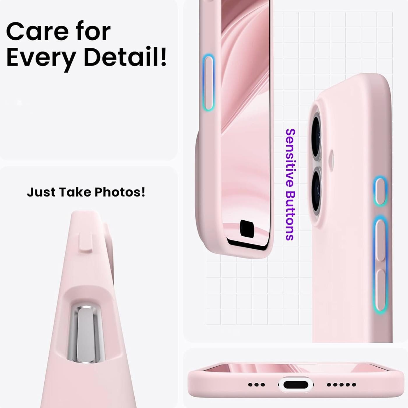 CoolGadget Handyhülle Silikon Case für das Apple iPhone 16 Plus Slim TPU Cover 6,7 Zoll, Weiche Schutz Hülle mit Innen Fleece aus Stoff Handy Tasche – Bild 5 von 5