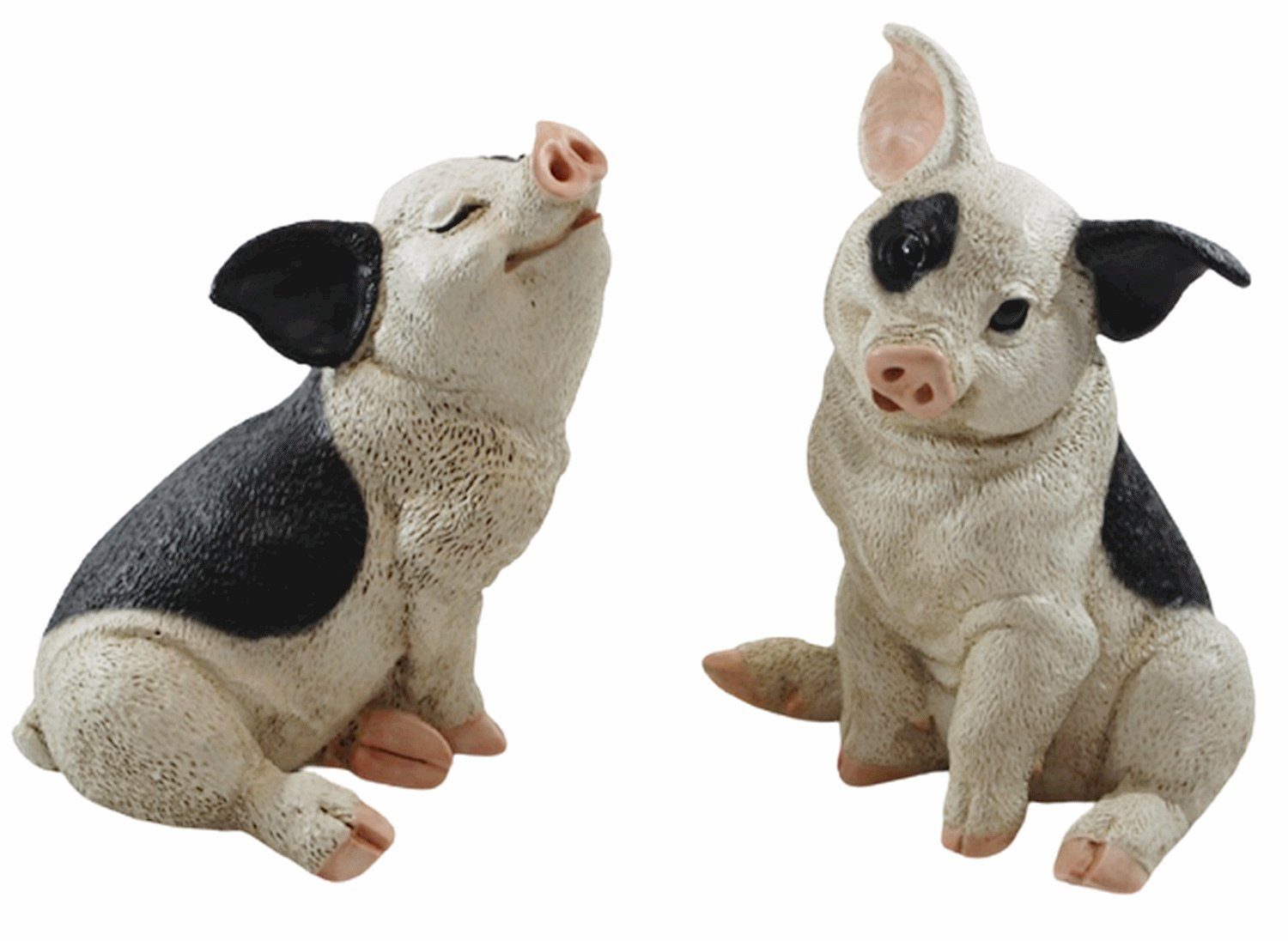 Tierfigur Deko Figur Dekofigur Schweinchen 2 Ferkel aus Resin H 19-22 cm