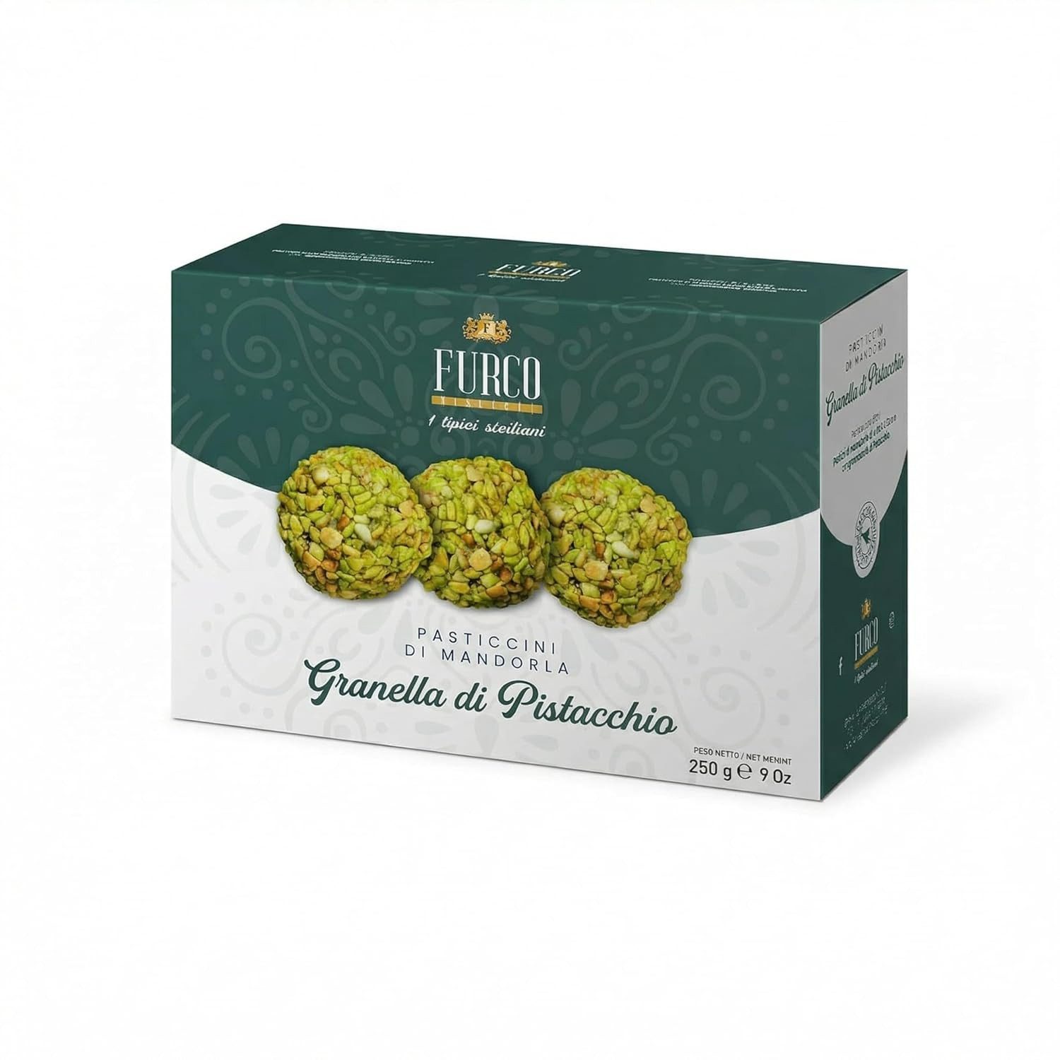 LK Trend & Style Kekse FURCO Pasticcini di Mandorla 250g, 250 g, (Pistaziengebäck in Box), sizilianisches Mandelgebäck für Espresso & Kaffee oder Tee