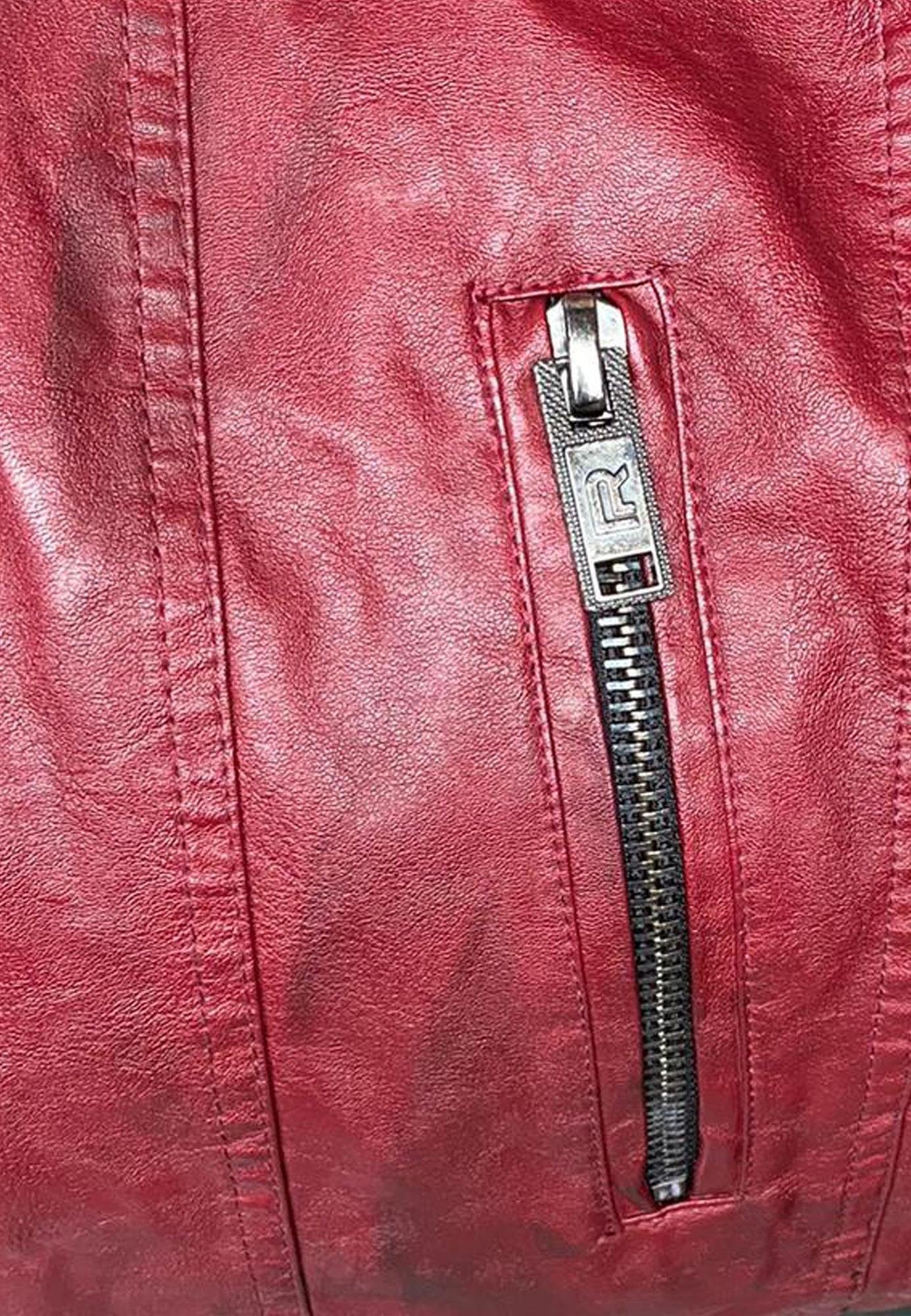 RedBridge Lederimitatjacke in Lederoptik mit Kapuzen-Einsatz und Stepp-Details Robust, strapazierfähig, langlebig