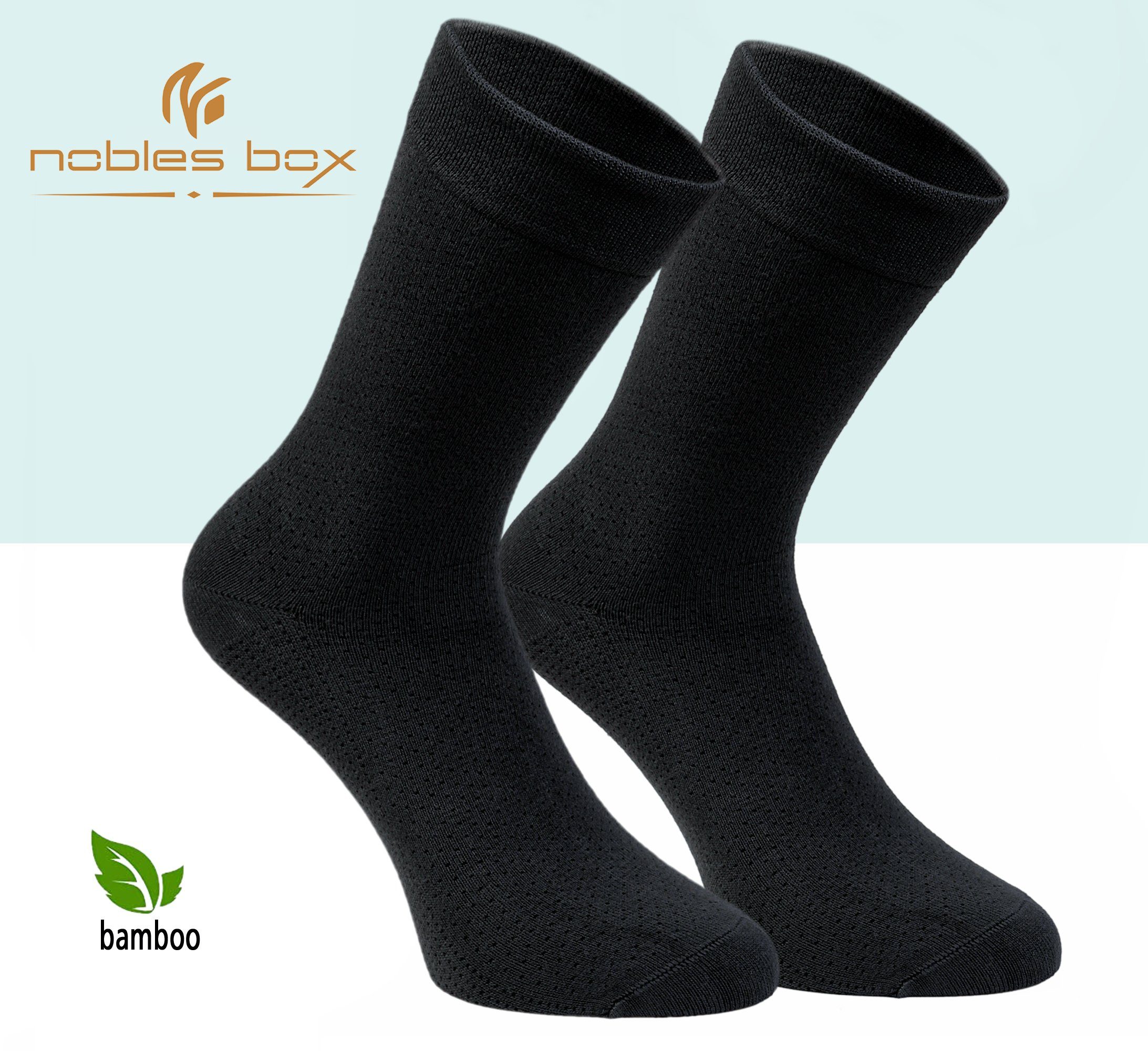 Schwarz Bambussocken 4-Paar) (Box, und NoblesBox Socken Arbeitssocken, Herrensocken Damen