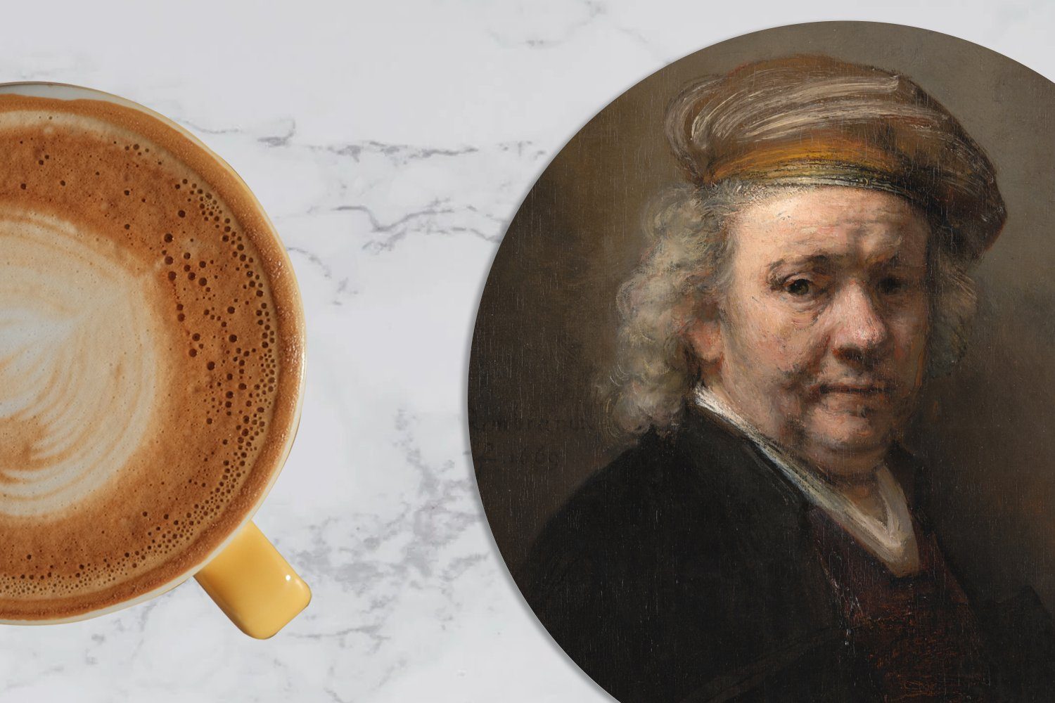 Rembrandt Becher Getränkeuntersetzer, Tasse, Rijn, MuchoWow Tassenuntersetzer, Gemälde für Glasuntersetzer van - 6-tlg., Korkuntersetzer, Gläser, Selbstbildnis von Zubehör