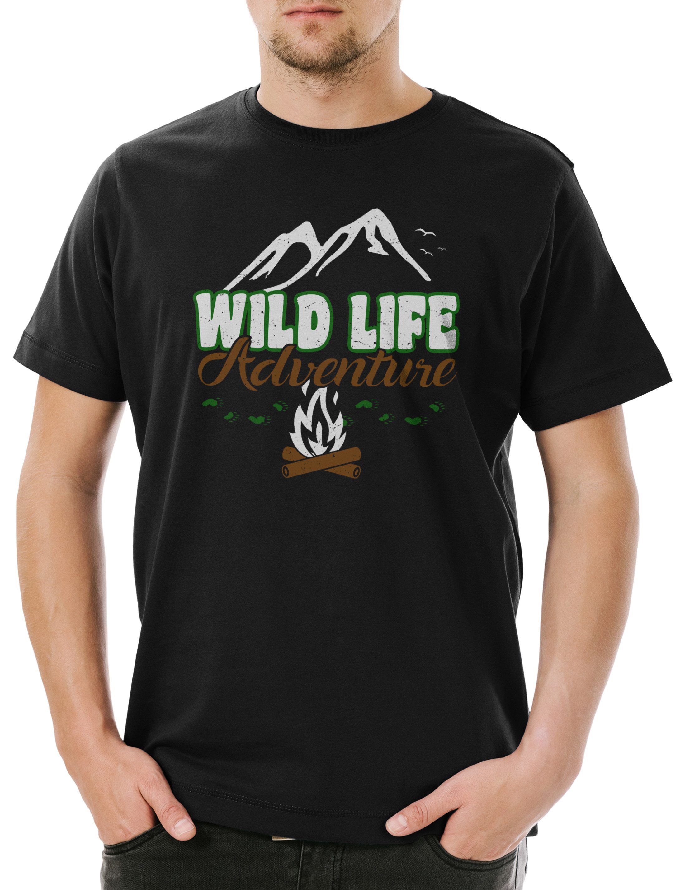 Print-Shirt Wild Life Adventure Logo Herren T-Shirt Outdoor Trekking Wandern