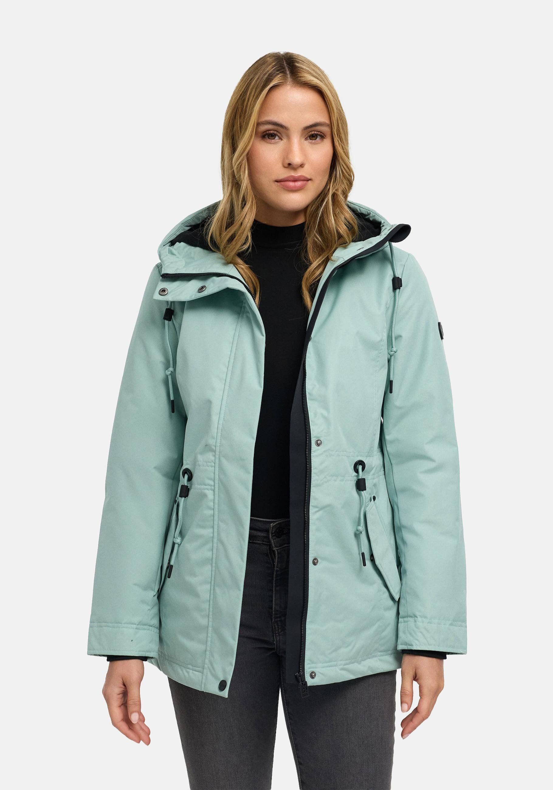 Navahoo Winterjacke Nibellaa 14 Warme Damen Jacke mit Taillenzugkordel