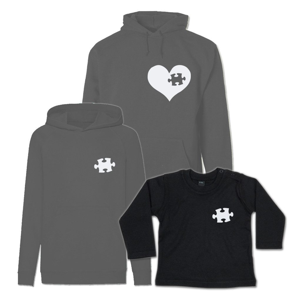 G-graphics Kapuzenpullover Herz & Puzzlestück (Familienset, Einzelteile zum selbst zusammenstellen) Kinder & Erwachsenen-Hoodie & Baby Sweater