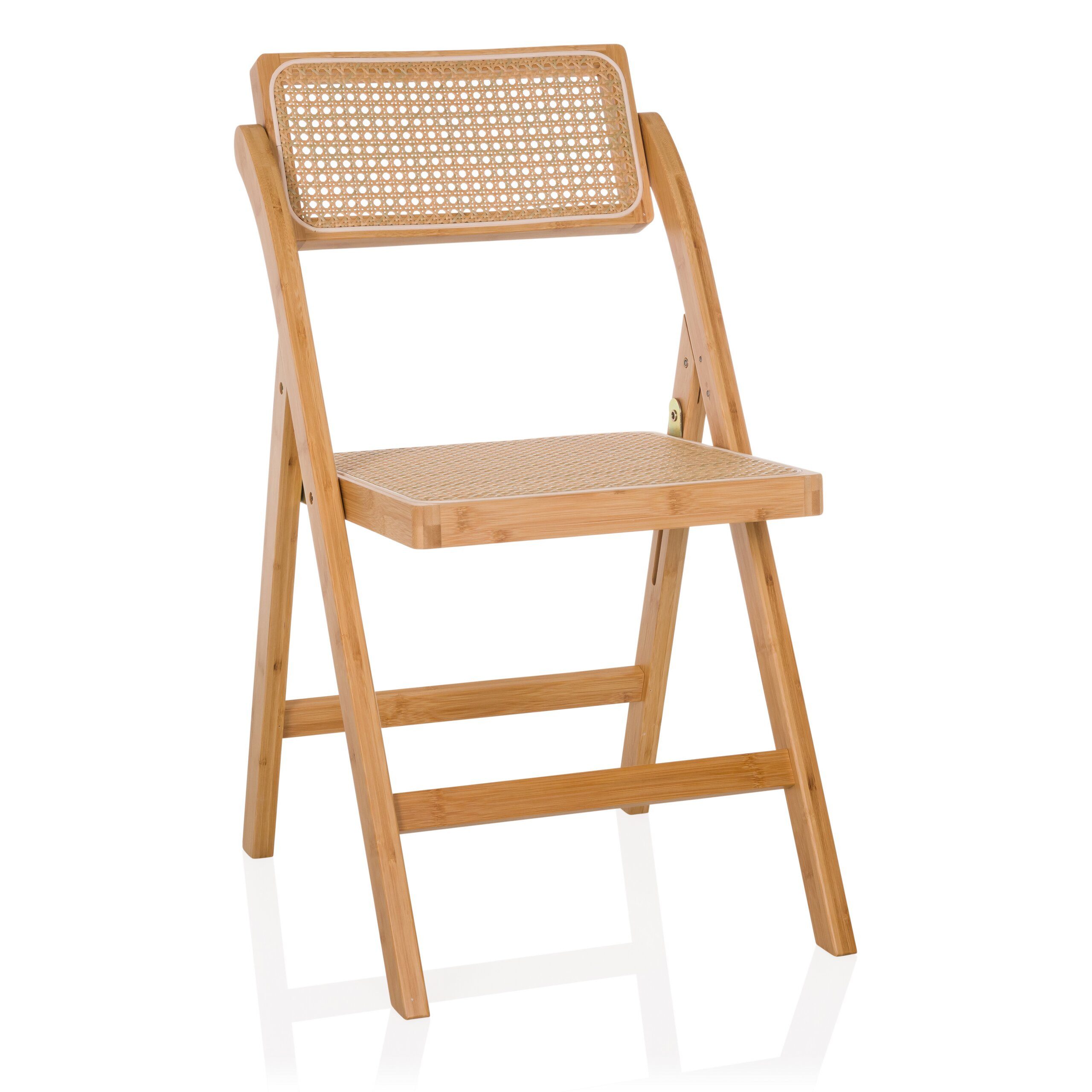 hjh LIVING Klappstuhl TUDELA BAMBOO Faltstuhl Bambus, Rattan 1 St., Stuhl klappbar aus Bambus mit Wiener Geflecht, Holzklappstuhl