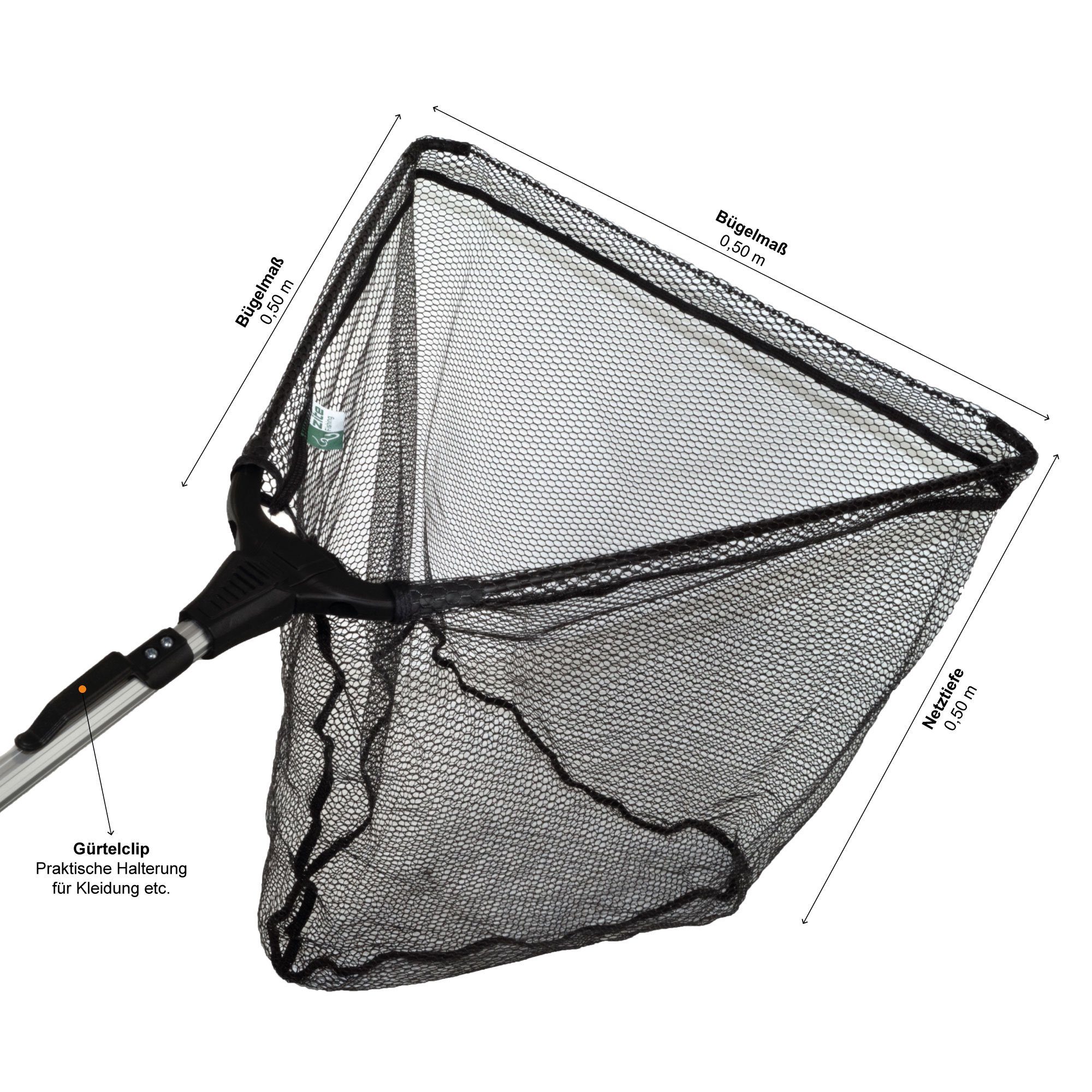 Zite Angelkescher Gummiert & Teleskopisch 160cm mit Maßband Tasche – Bild 3 von 5