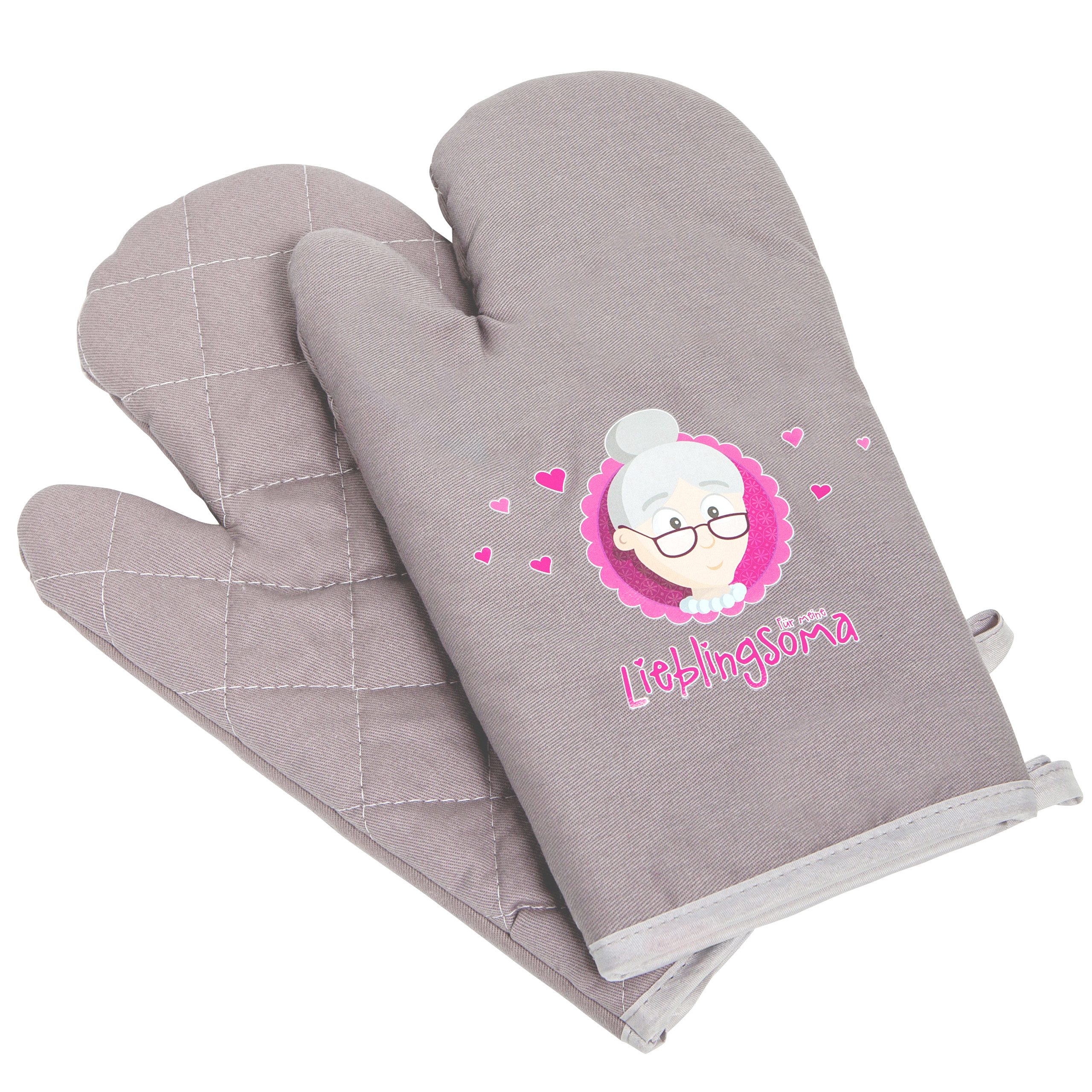 MyOma Notizbuch Ofenhandschuhe (Paar) als Geschenk für Oma, Ofenhandschuhe als Weihnachtsgeschenk für Oma, Küchenhandschuhe