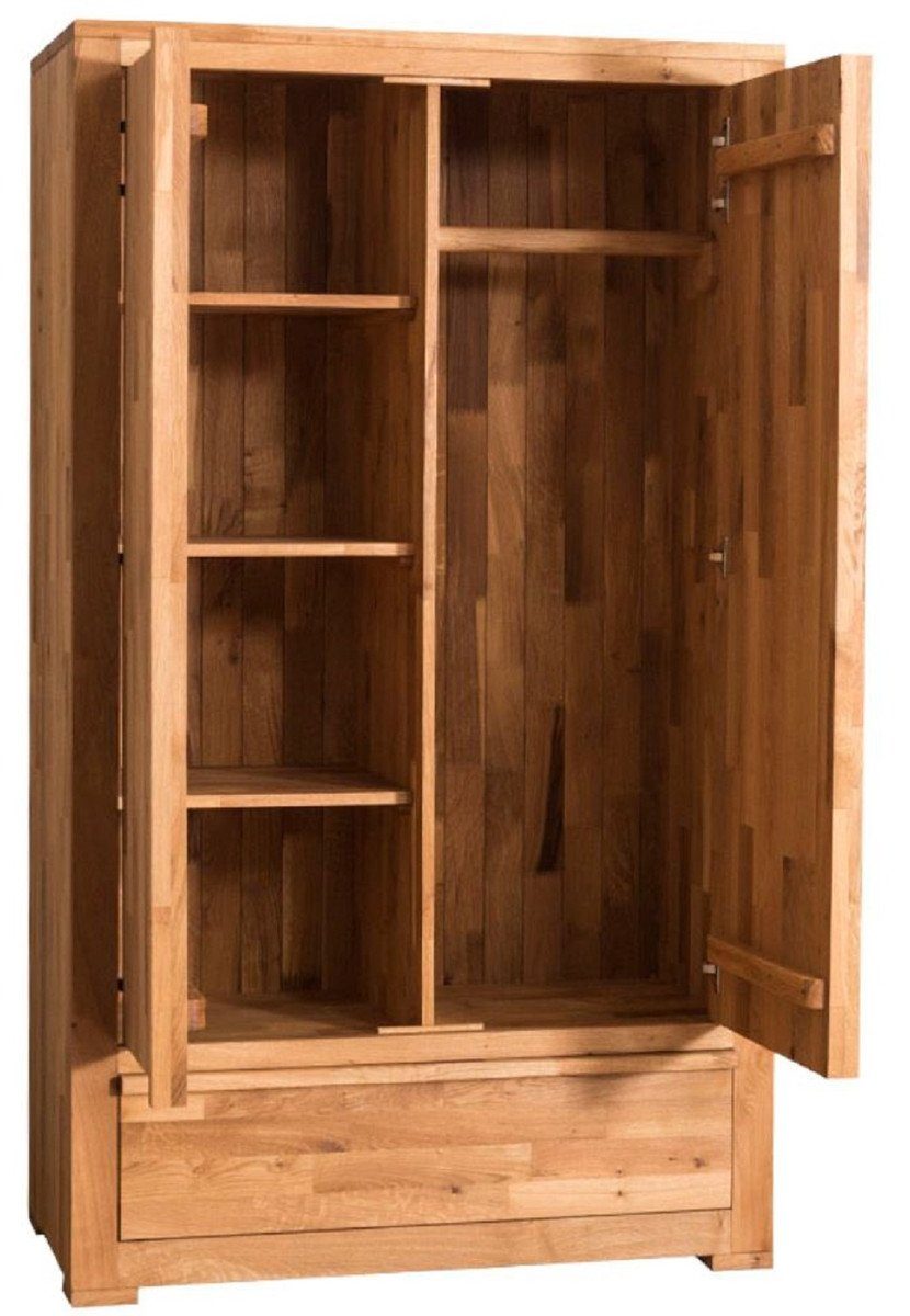 190 x Schlafzimmerschrank Kleiderschrank Naturfarben cm Kleiderschrank Eichenholz Landhausstil 110 Padrino x Casa Türen 55 und - 2 H. Schublade mit