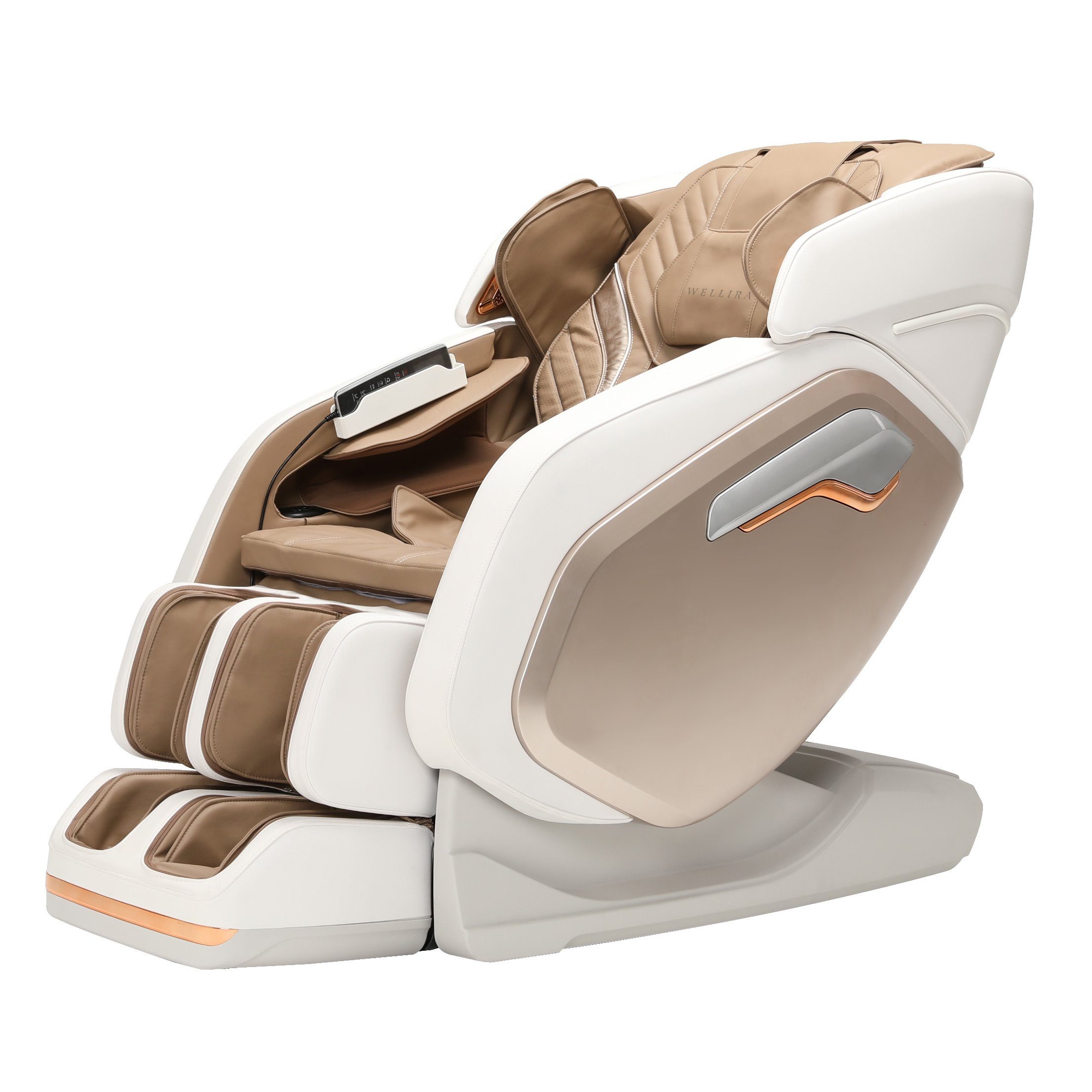 WELLIRA Massagesessel Passero 3D-Massage, Luftdruckmassage, Lautsprecher, & Timerfunktion), inkl. weiß Wärmefunktion, beige (Zero-Gravity Massagestuhl, mit