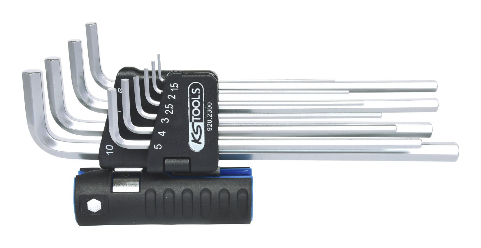 KS Tools Stiftschlüssel (10 St), 3 in 1 Innensechskant-Winkelstiftschlüssel-Satz, 10-teilig XL