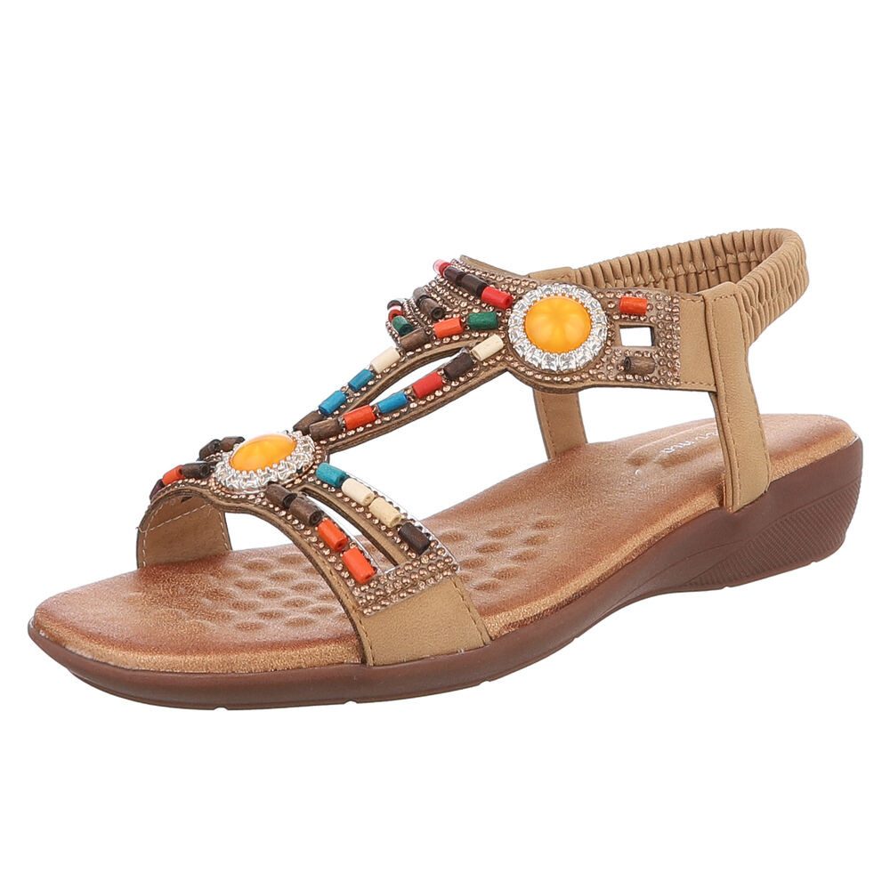 Ital-Design Bequeme Damen-Sandalen mit Perlenverzierungen Riemchensandalett günstig online kaufen