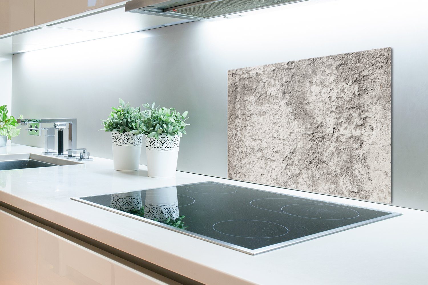 MuchoWow Küchenrückwand Beton - aus 60x40 Temperaturbeständig cm, Wandschutz, (1-tlg), küchen Herdblende - Creme Muster