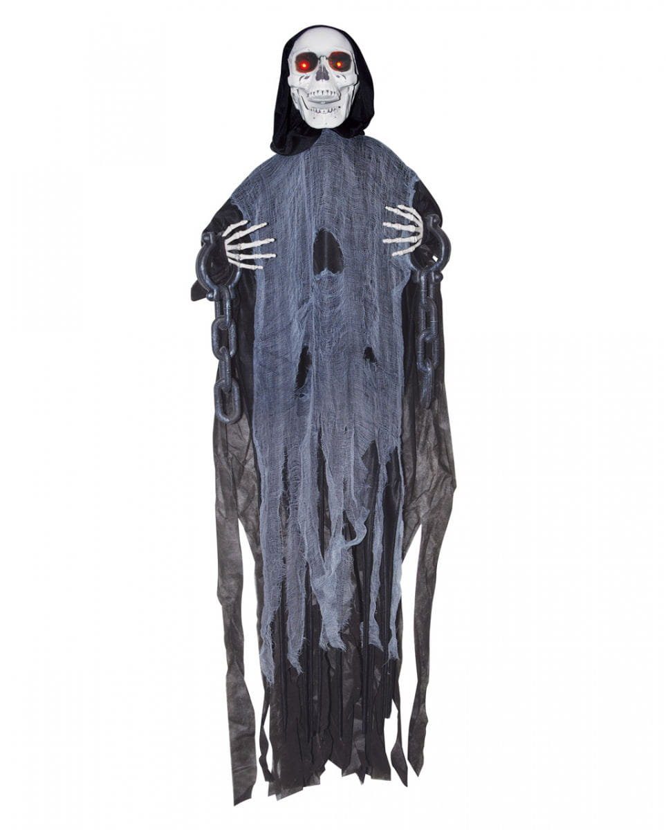 Horror-Shop Dekofigur Skelettgeist Hal in Animatronic Ketten schwarz als