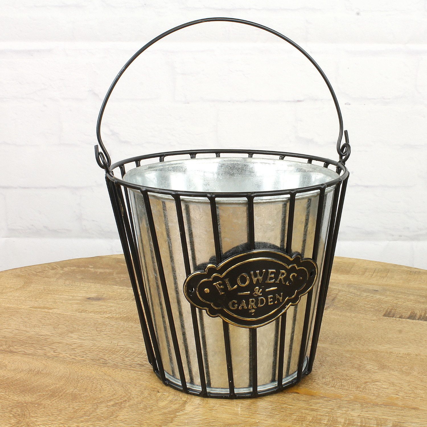 Macosa Home Pflanzschale Deko Pflanzeimer Zink Metall Schwarz vers. Größen Zinkeimer (Pflanzgefäß Pflanzschale, 1 St., Dekoeimer Blumentopf Dekotopf), Blumeneimer Garten-Dekoration Metalleimer Eimer